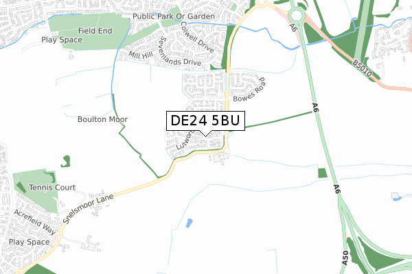 DE24 5BU map - small scale - OS Open Zoomstack (Ordnance Survey)