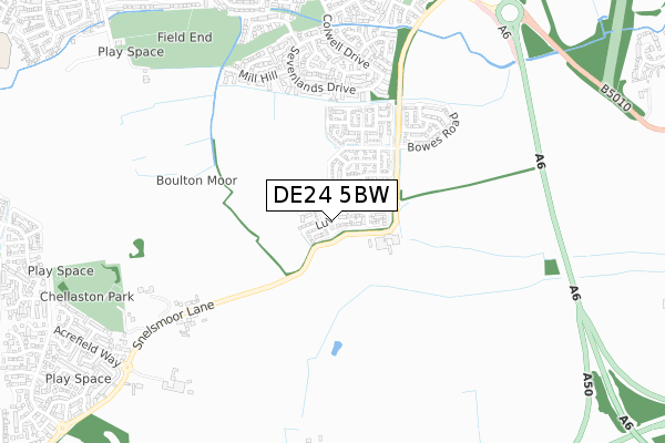 DE24 5BW map - small scale - OS Open Zoomstack (Ordnance Survey)