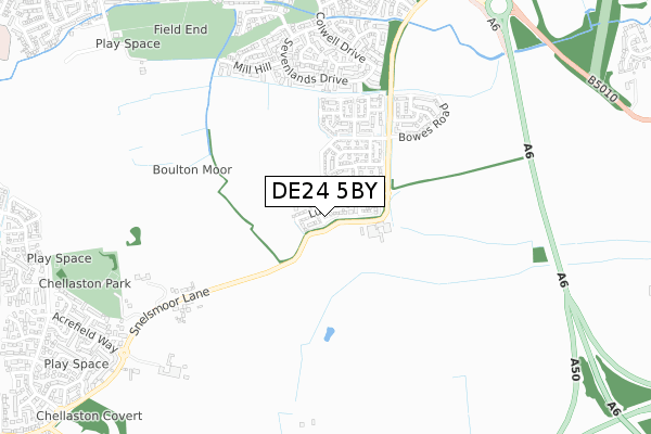 DE24 5BY map - small scale - OS Open Zoomstack (Ordnance Survey)