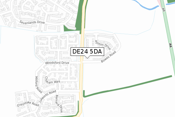 DE24 5DA map - large scale - OS Open Zoomstack (Ordnance Survey)