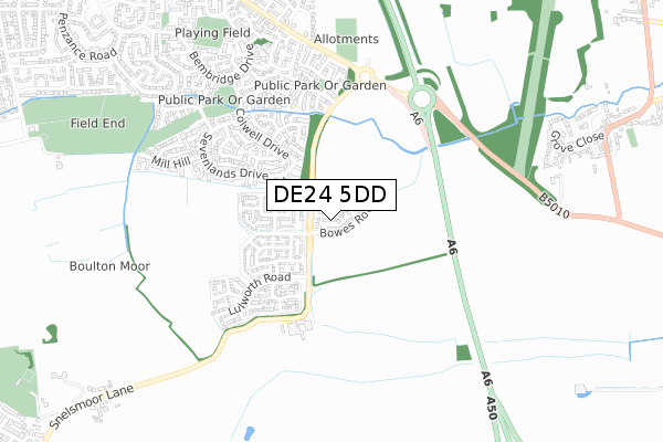DE24 5DD map - small scale - OS Open Zoomstack (Ordnance Survey)