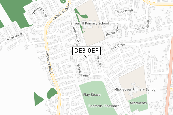 DE3 0EP map - large scale - OS Open Zoomstack (Ordnance Survey)