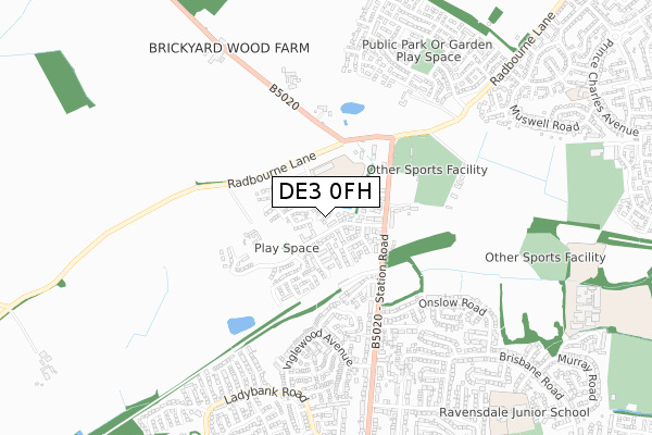 DE3 0FH map - small scale - OS Open Zoomstack (Ordnance Survey) DE3 0FH map - small scale - OS Open Zoomstack (Ordnance Survey)