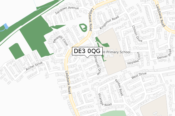 DE3 0QG map - large scale - OS Open Zoomstack (Ordnance Survey)