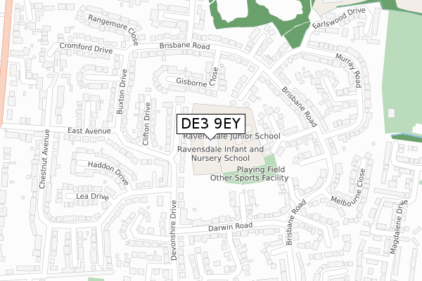 DE3 9EY map - large scale - OS Open Zoomstack (Ordnance Survey) DE3 9EY map - large scale - OS Open Zoomstack (Ordnance Survey)