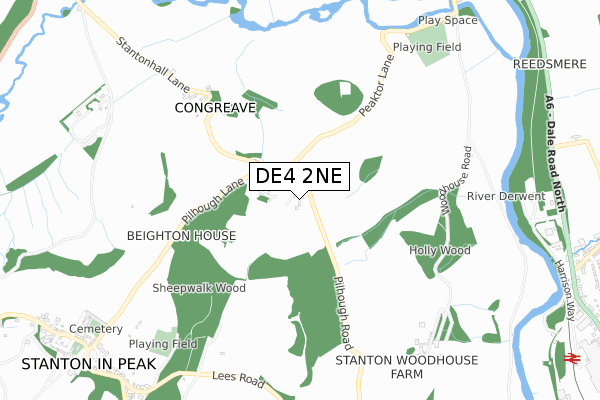 DE4 2NE map - small scale - OS Open Zoomstack (Ordnance Survey)