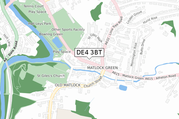 DE4 3BT map - large scale - OS Open Zoomstack (Ordnance Survey)