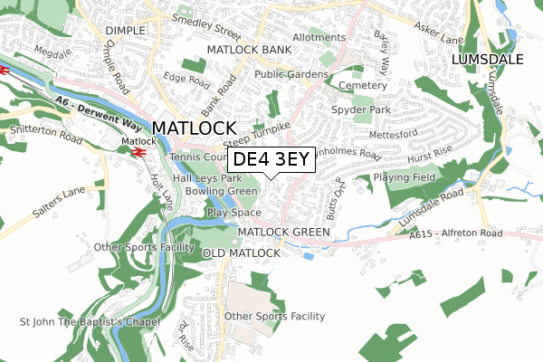 DE4 3EY map - small scale - OS Open Zoomstack (Ordnance Survey)