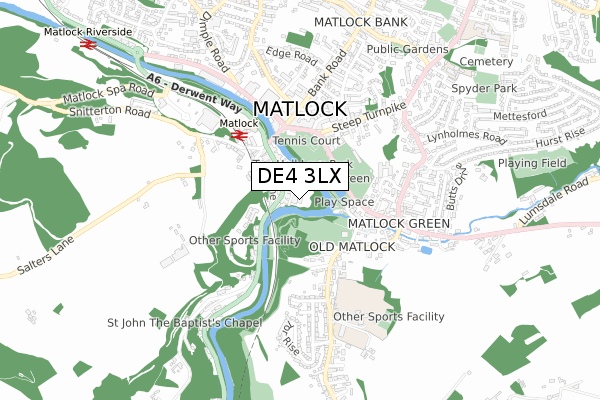 DE4 3LX map - small scale - OS Open Zoomstack (Ordnance Survey)