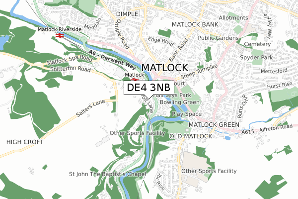 DE4 3NB map - small scale - OS Open Zoomstack (Ordnance Survey)