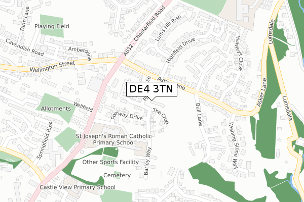 DE4 3TN map - large scale - OS Open Zoomstack (Ordnance Survey) DE4 3TN map - large scale - OS Open Zoomstack (Ordnance Survey)