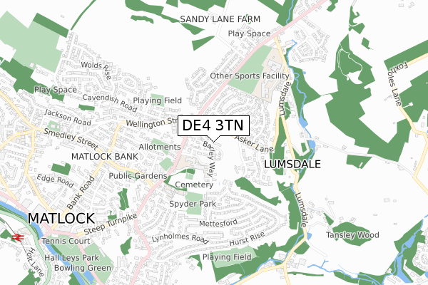 DE4 3TN map - small scale - OS Open Zoomstack (Ordnance Survey) DE4 3TN map - small scale - OS Open Zoomstack (Ordnance Survey)