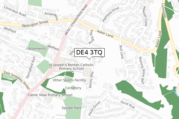 DE4 3TQ map - large scale - OS Open Zoomstack (Ordnance Survey) DE4 3TQ map - large scale - OS Open Zoomstack (Ordnance Survey)