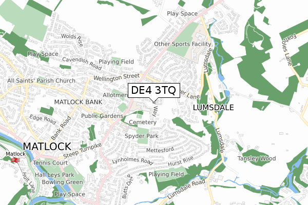 DE4 3TQ map - small scale - OS Open Zoomstack (Ordnance Survey) DE4 3TQ map - small scale - OS Open Zoomstack (Ordnance Survey)