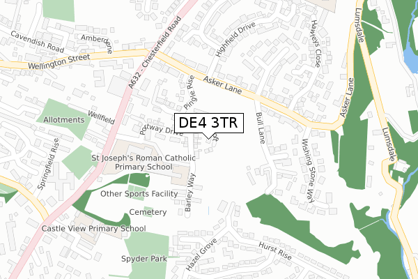 DE4 3TR map - large scale - OS Open Zoomstack (Ordnance Survey) DE4 3TR map - large scale - OS Open Zoomstack (Ordnance Survey)