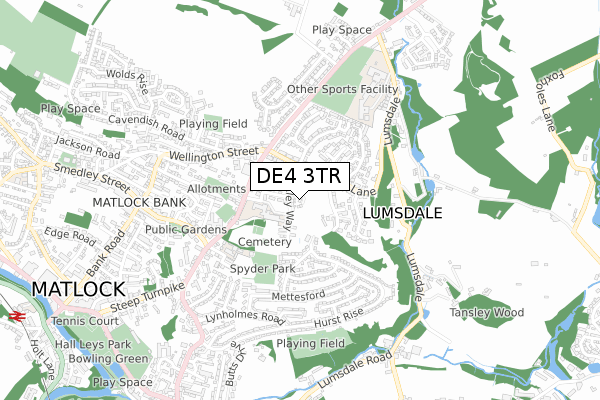 DE4 3TR map - small scale - OS Open Zoomstack (Ordnance Survey) DE4 3TR map - small scale - OS Open Zoomstack (Ordnance Survey)