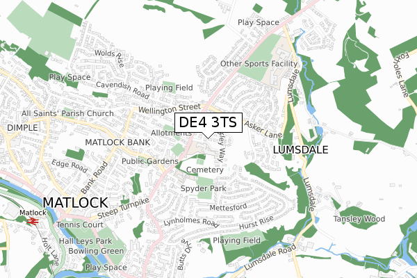 DE4 3TS map - small scale - OS Open Zoomstack (Ordnance Survey) DE4 3TS map - small scale - OS Open Zoomstack (Ordnance Survey)