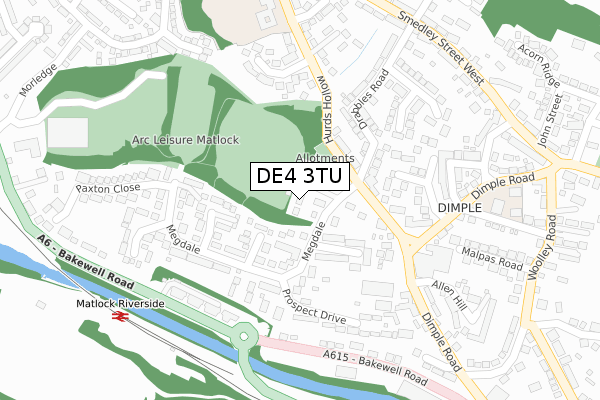 DE4 3TU map - large scale - OS Open Zoomstack (Ordnance Survey)