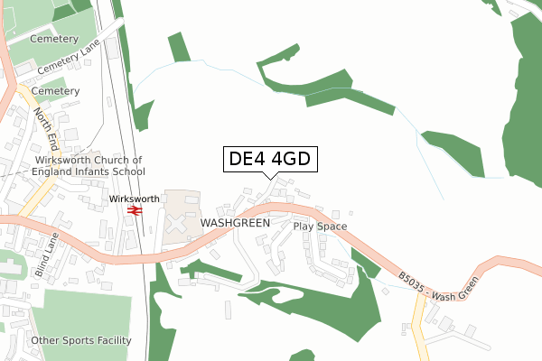 DE4 4GD map - large scale - OS Open Zoomstack (Ordnance Survey)