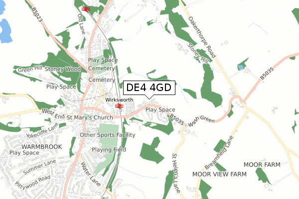 DE4 4GD map - small scale - OS Open Zoomstack (Ordnance Survey)