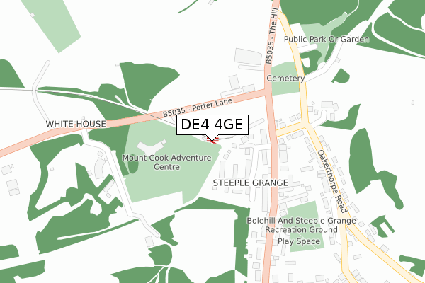 DE4 4GE map - large scale - OS Open Zoomstack (Ordnance Survey)