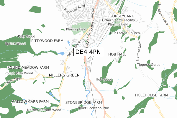 DE4 4PN map - small scale - OS Open Zoomstack (Ordnance Survey)