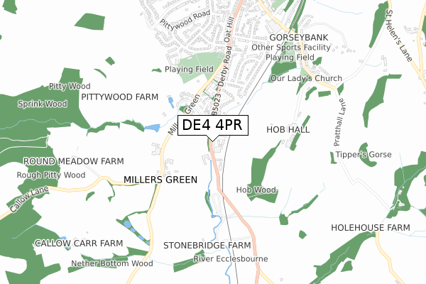 DE4 4PR map - small scale - OS Open Zoomstack (Ordnance Survey)