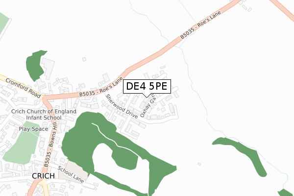 DE4 5PE map - large scale - OS Open Zoomstack (Ordnance Survey)