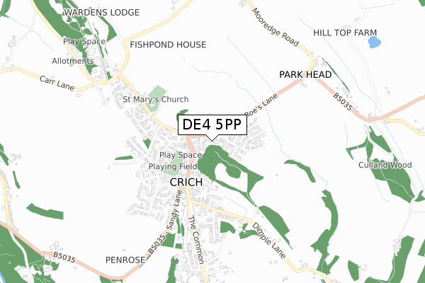 DE4 5PP map - small scale - OS Open Zoomstack (Ordnance Survey)