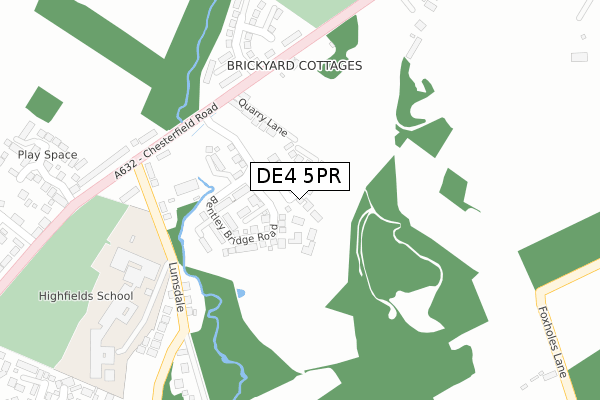 DE4 5PR map - large scale - OS Open Zoomstack (Ordnance Survey)