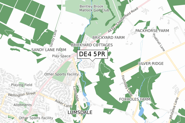 DE4 5PR map - small scale - OS Open Zoomstack (Ordnance Survey)