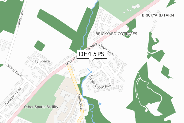 DE4 5PS map - large scale - OS Open Zoomstack (Ordnance Survey)