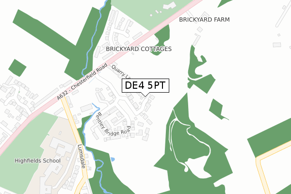 DE4 5PT map - large scale - OS Open Zoomstack (Ordnance Survey)