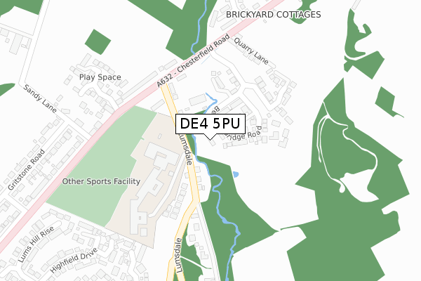 DE4 5PU map - large scale - OS Open Zoomstack (Ordnance Survey)