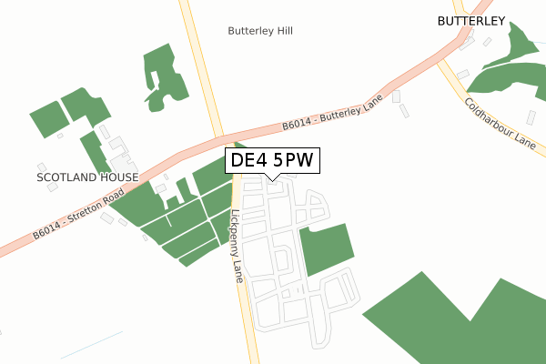 DE4 5PW map - large scale - OS Open Zoomstack (Ordnance Survey)