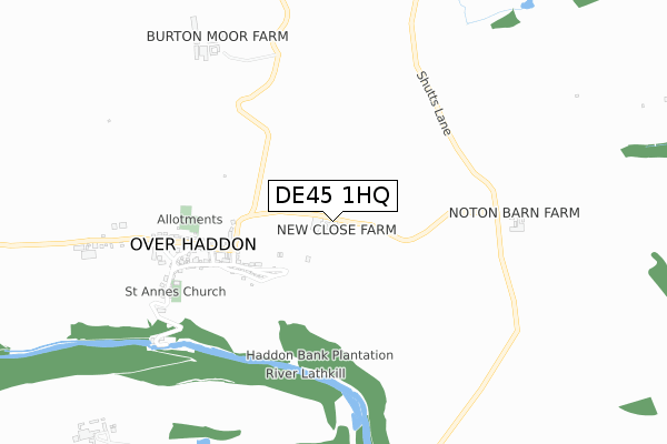 DE45 1HQ map - small scale - OS Open Zoomstack (Ordnance Survey)