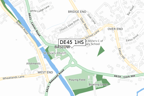 DE45 1HS map - large scale - OS Open Zoomstack (Ordnance Survey)