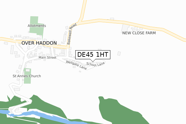 DE45 1HT map - large scale - OS Open Zoomstack (Ordnance Survey)