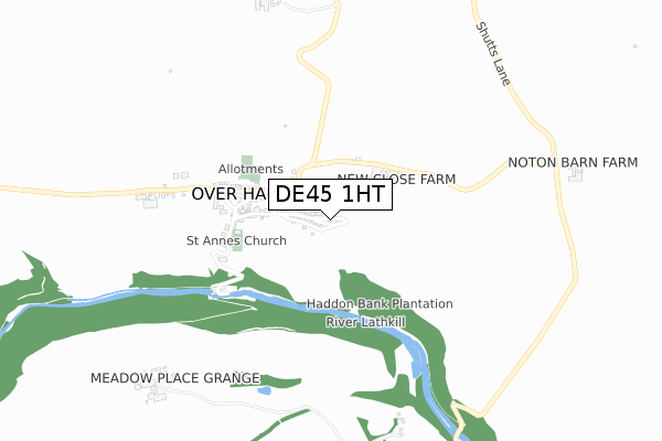 DE45 1HT map - small scale - OS Open Zoomstack (Ordnance Survey)