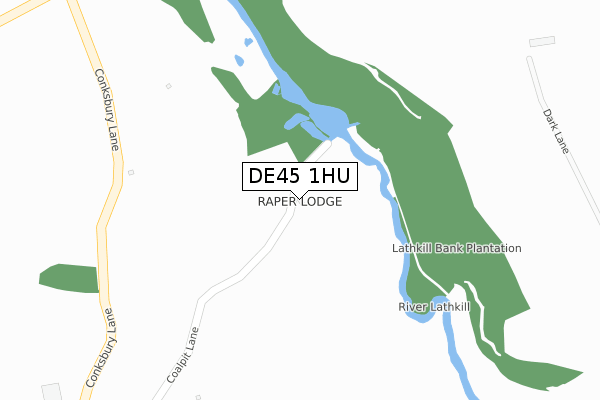 DE45 1HU map - large scale - OS Open Zoomstack (Ordnance Survey)