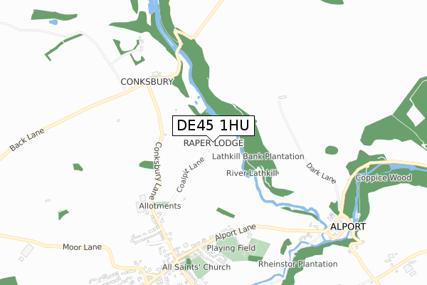 DE45 1HU map - small scale - OS Open Zoomstack (Ordnance Survey)