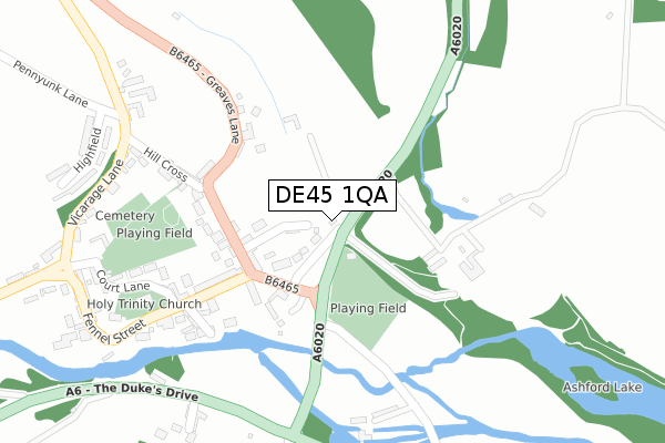 DE45 1QA map - large scale - OS Open Zoomstack (Ordnance Survey)