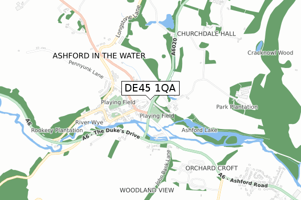 DE45 1QA map - small scale - OS Open Zoomstack (Ordnance Survey)