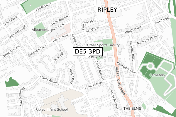 DE5 3PD map - large scale - OS Open Zoomstack (Ordnance Survey)
