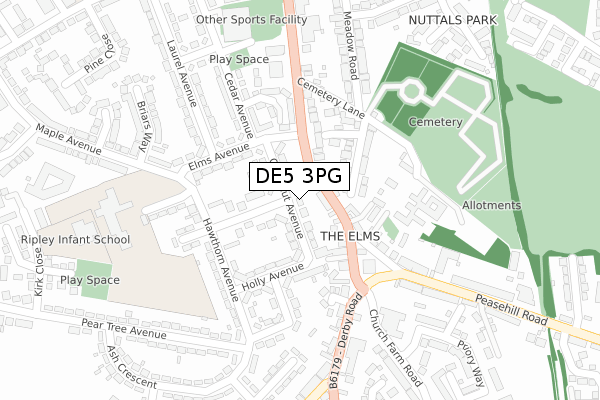 DE5 3PG map - large scale - OS Open Zoomstack (Ordnance Survey)