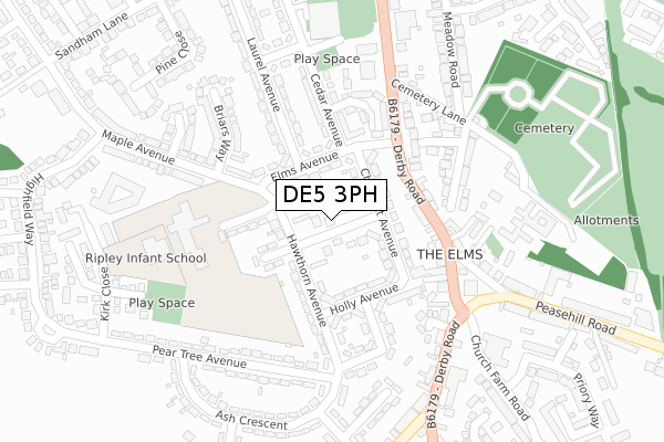 DE5 3PH map - large scale - OS Open Zoomstack (Ordnance Survey)