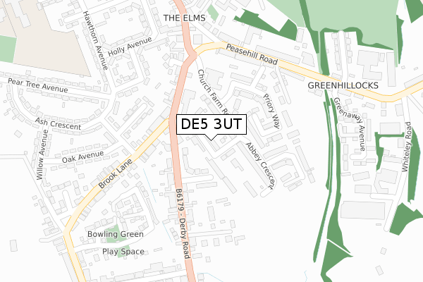 DE5 3UT map - large scale - OS Open Zoomstack (Ordnance Survey)