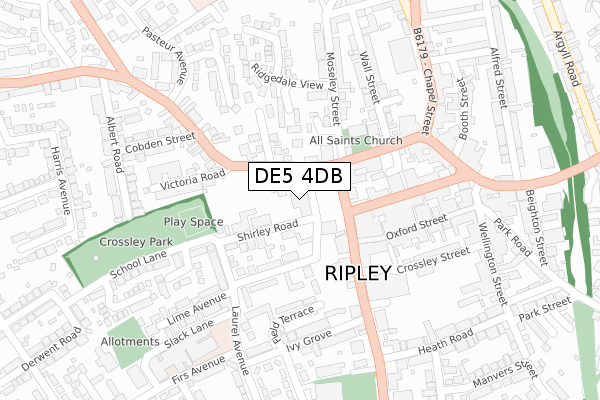 DE5 4DB map - large scale - OS Open Zoomstack (Ordnance Survey)
