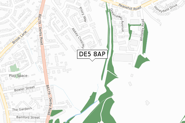 DE5 8AP map - large scale - OS Open Zoomstack (Ordnance Survey)
