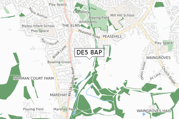 DE5 8AP map - small scale - OS Open Zoomstack (Ordnance Survey)